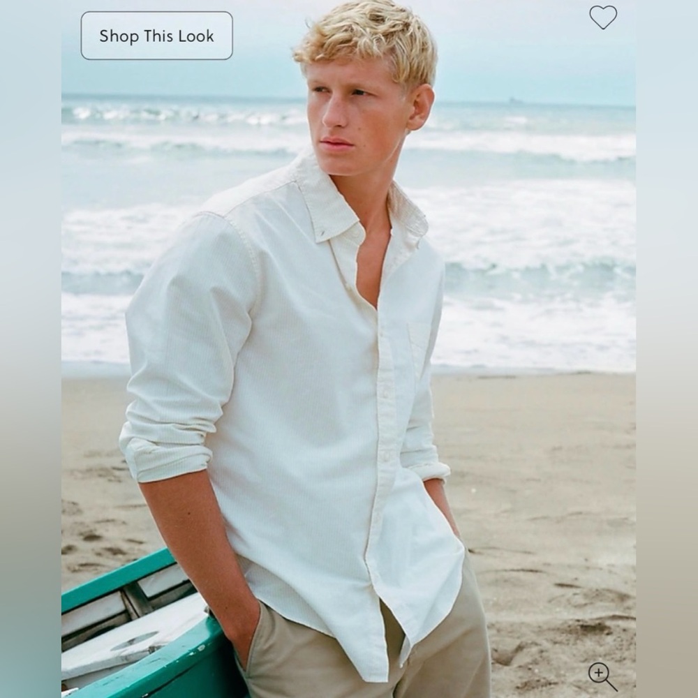 J. Crew White Casual Button Down Shirt